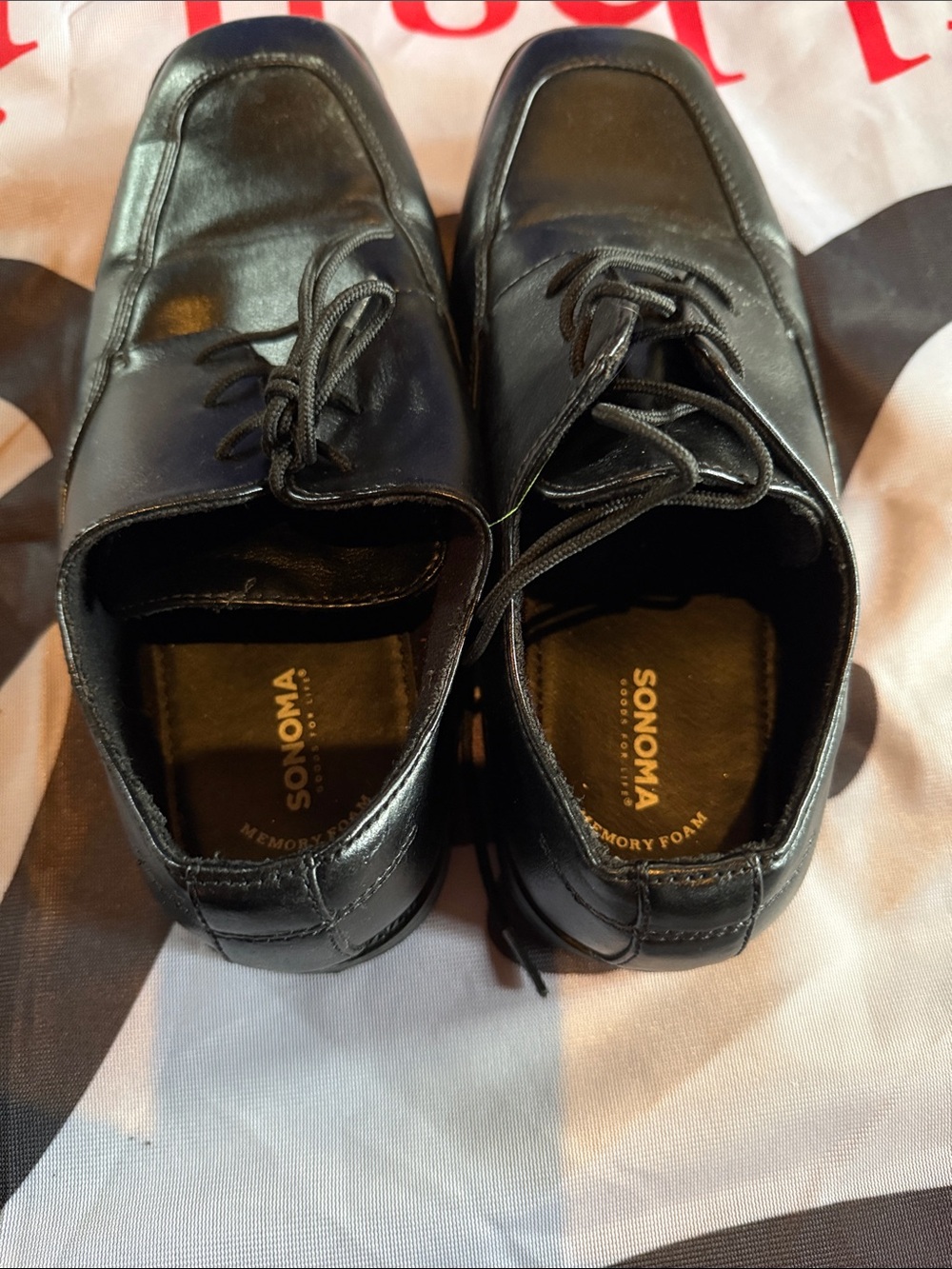 Sonoma Black Leather Lace-Up Oxford Dress Shoes